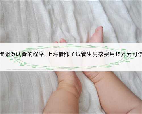 上海借卵做试管的程序,上海借卵子试管生男孩费用15万元可信吗？